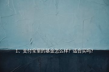 1、支付寶里的基金怎么樣？適合買(mǎi)嗎？