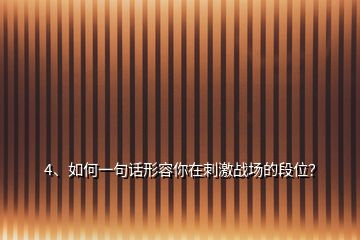 4、如何一句話形容你在刺激戰(zhàn)場的段位？