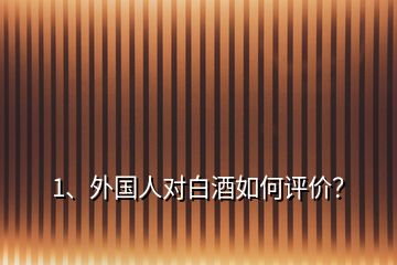 1、外國(guó)人對(duì)白酒如何評(píng)價(jià)？