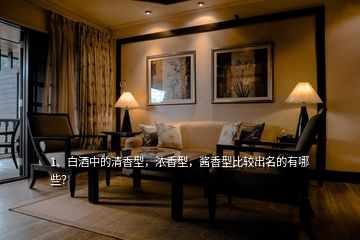 1、白酒中的清香型，濃香型，醬香型比較出名的有哪些？
