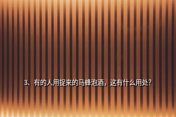 3、有的人用捉來的馬蜂泡酒，這有什么用處？