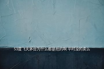 53度飛天茅臺為什么都是搶的啊 平時沒的賣么