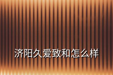 濟(jì)陽久愛致和怎么樣