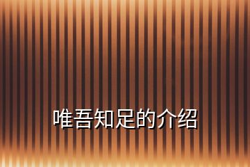 唯吾知足的介紹