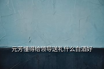 元芳懂得給領(lǐng)導(dǎo)送禮什么白酒好