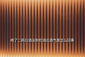 喝了二兩白酒沒有檢測出酒氣是怎么回事