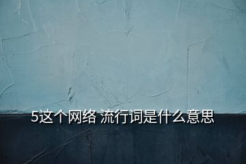 5這個(gè)網(wǎng)絡(luò) 流行詞是什么意思
