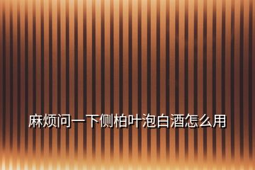 麻煩問(wèn)一下側(cè)柏葉泡白酒怎么用