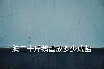 腌二十斤鵝蛋放多少咸鹽