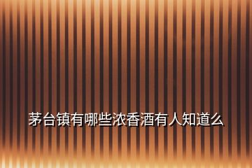 茅臺(tái)鎮(zhèn)有哪些濃香酒有人知道么