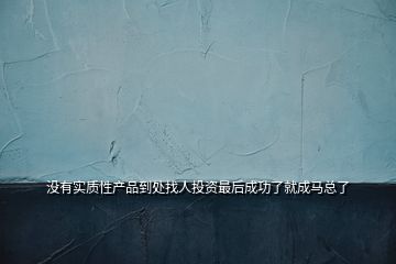沒(méi)有實(shí)質(zhì)性產(chǎn)品到處找人投資最后成功了就成馬總了