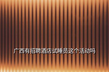 廣西有招聘酒店試睡員這個活動嗎