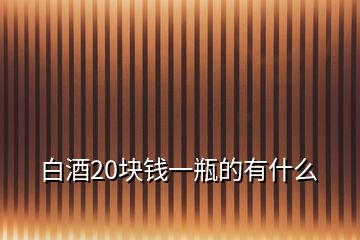 白酒20塊錢一瓶的有什么