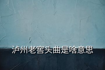 瀘州老窖頭曲是啥意思
