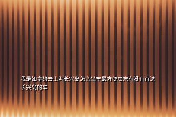 我是如皋的去上海長(zhǎng)興島怎么坐車最方便啟東有沒(méi)有直達(dá)長(zhǎng)興島的車