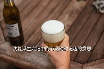 沈復(fù)浮生六記中的節(jié)選幼時記趣的意思