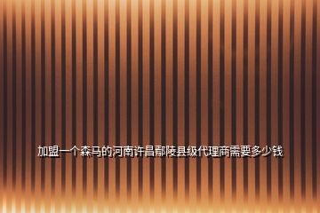 加盟一個(gè)森馬的河南許昌鄢陵縣級(jí)代理商需要多少錢(qián)