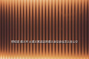 想知道 遵義市 從遵義客運(yùn)站到遵義會(huì)議會(huì)址怎么坐公交
