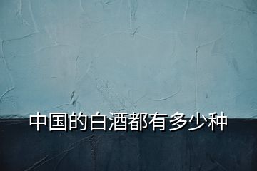 中國的白酒都有多少種