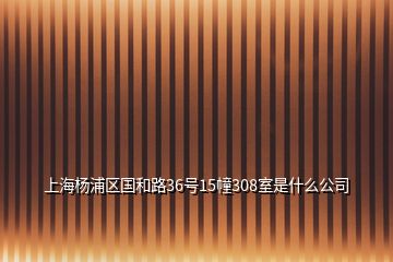 上海楊浦區(qū)國和路36號(hào)15幢308室是什么公司