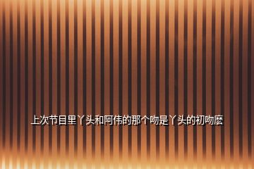 上次節(jié)目里丫頭和阿偉的那個吻是丫頭的初吻麼