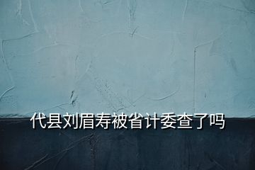 代縣劉眉?jí)郾皇∮?jì)委查了嗎