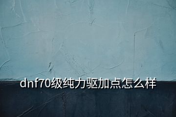 dnf70級純力驅(qū)加點怎么樣