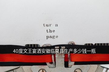 40度文王宴酒安徽臨泉縣生產多少錢一瓶